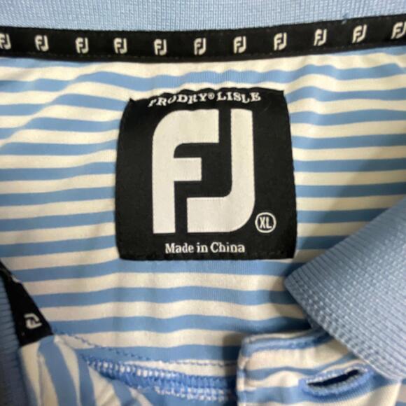 Polo Shirt Blue White Stripe XL Mens FootJoy Golf Performance Designer - Picture 4 of 9
